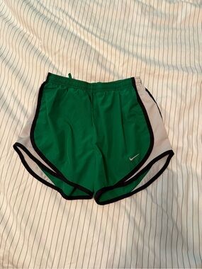 Nike Women's Green Athletic Running Shorts with Black Trim